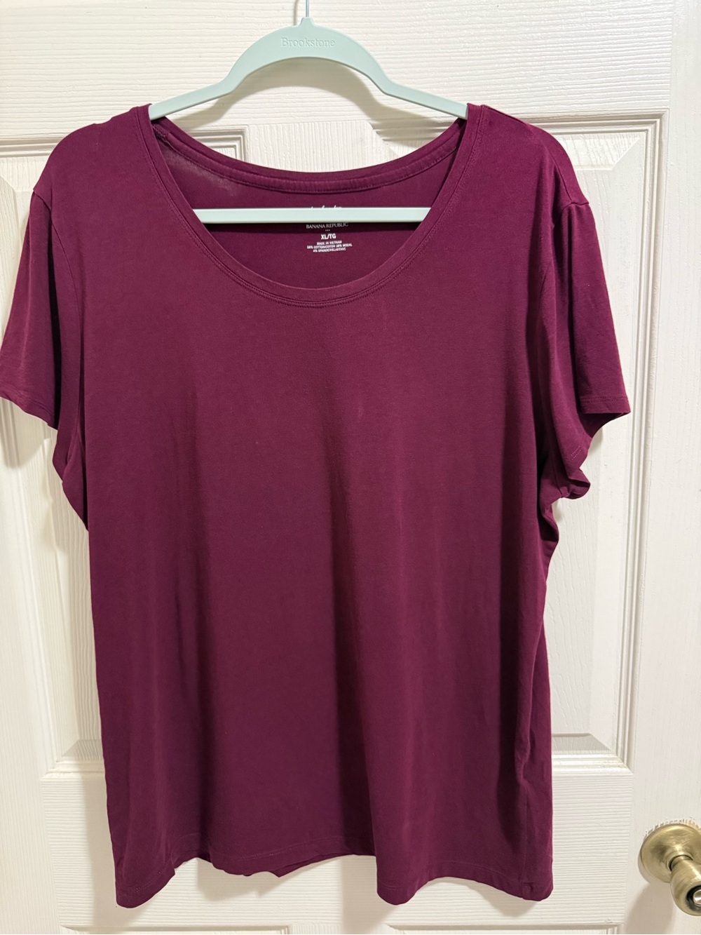 Banana Republic Short-Sleeve Scoop Neck Tee - Plum